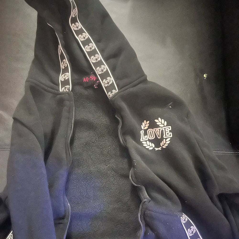 Women’s black and white love jacket size Large